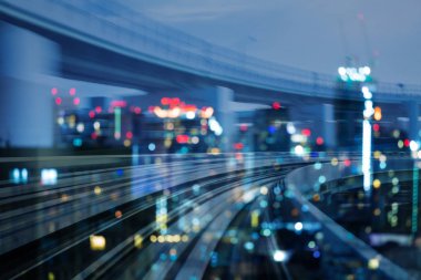 Hareket tren yolu çift pozlama alacakaranlık kavisli ışık, soyut arka plan bulanıklık