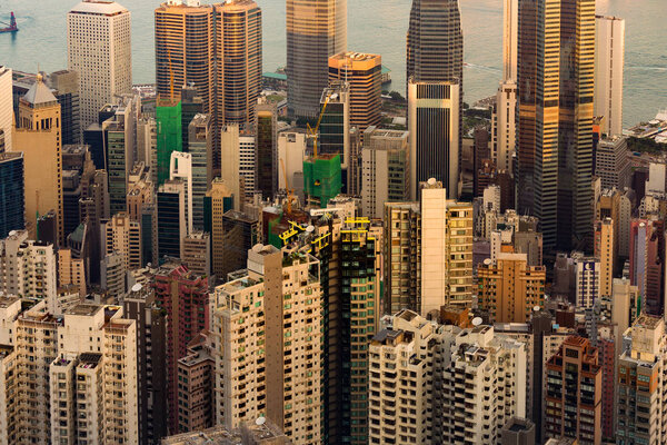 Закрыть вид на жилой дом Гонконга с воздуха
