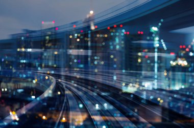 Hareket bulanıklığı tren şehir bulanıklık bokeh ışığı, arka plan