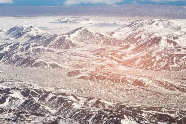 Volcan Noir Vue Aérienne Islande Saison Hiver Paysage Naturel — Photo