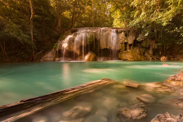 Blue Stream Deep Forest Waterfall Natural Jungle Natural Landscape Background — Stock Photo, Image