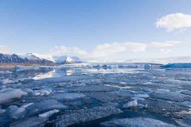 Güzellik kış sezon doğal manzara arka plan, İzlanda 