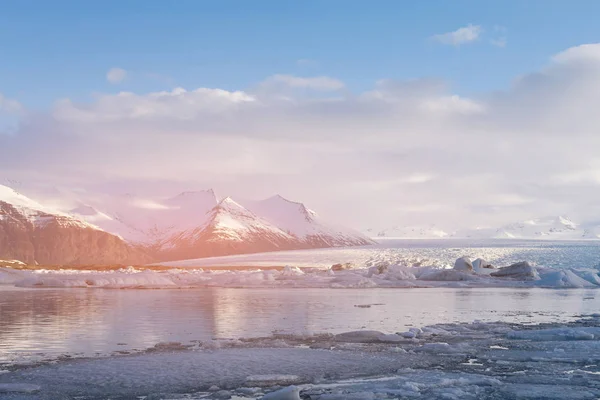 Jokulsarlon Kış Gölü Zlanda Doğal Manzara Arka Plan — Stok fotoğraf