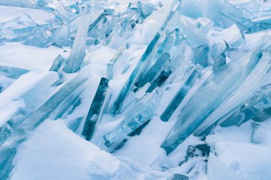 Su Gölü üzerinde buz yüzeyi Breaking Baikal Rusya Kış sezonu doğal manzara arka plan