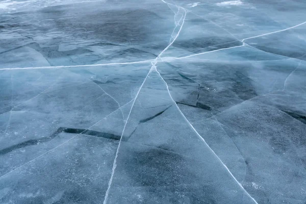 Frost Vatten Sjö Bryta Konsistens Vinter Säsong Naturligt Landskap Bakgrund — Stockfoto