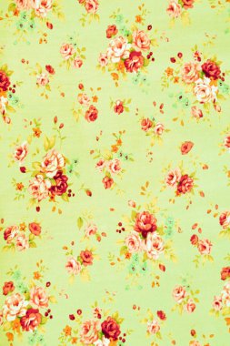 Klasik çiçek kumaşı, arka plan olarak kullanışlı çiçekli süslemeli renkli retro dokuma deseni.