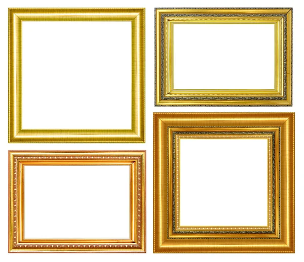 Set Cornice Oro Isolato Sfondo Bianco — Foto Stock