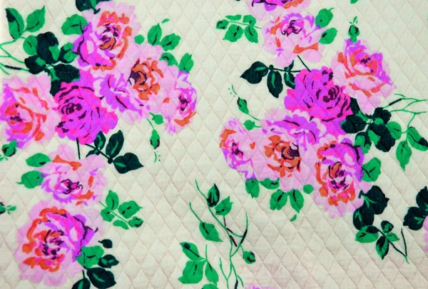 Vintage Bloemen Weefsel Fragment Van Kleurrijke Retro Wandtapijt Textiel Patroon — Stockfoto