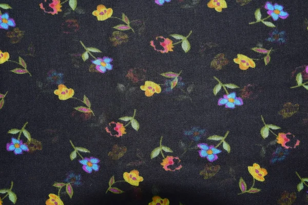 Fleurs Sur Fond Motif Tissu Noir — Photo