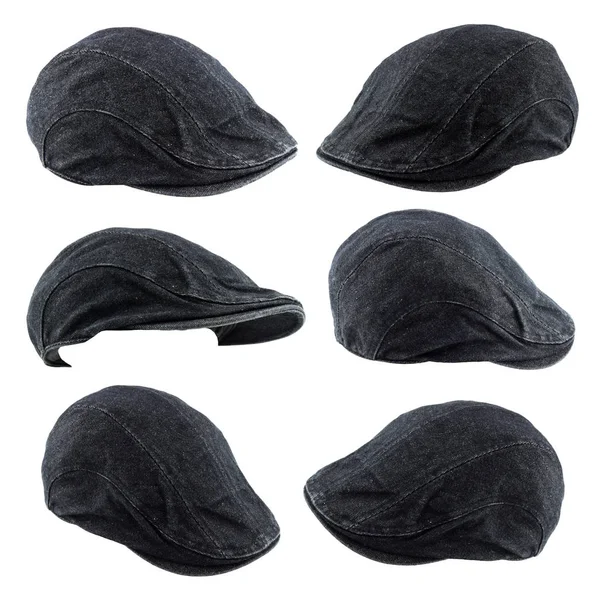 白い背景に分離された黒ジャン 帽子のセット — ストック写真