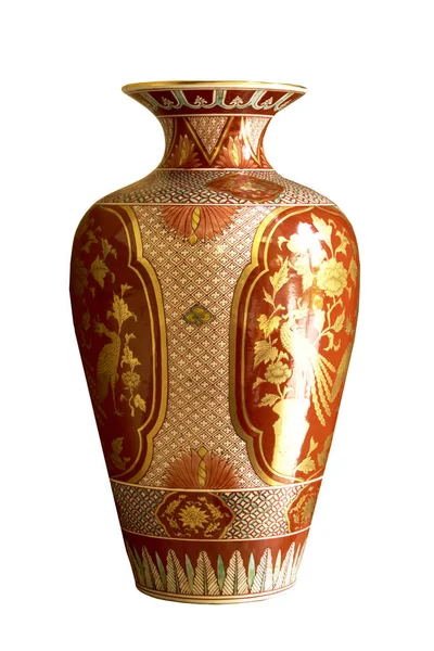 Beyaz Zemin Üzerinde Çince Antika Vazo — Stok fotoğraf