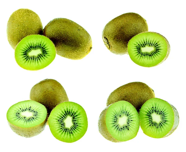 Set Van Verse Kiwi Fruit Geïsoleerd Witte Achtergrond — Stockfoto