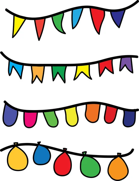 Coloridos buntings, globos y banderas de papel para la festividad — Foto de Stock