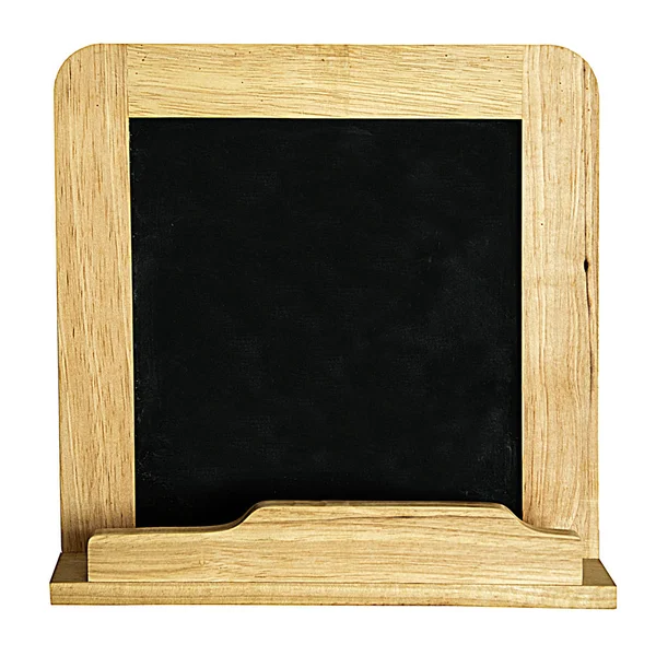 Černý špinavé tabule s dřevěným rámem na bílém pozadí — Stock fotografie