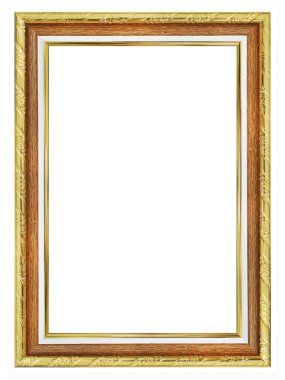 altın resim çerçevesi beyaz arkaplanda izole edildi