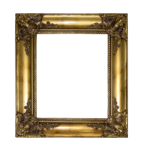 Zlatý obrázek rám Izolované na bílém pozadí — Stock fotografie