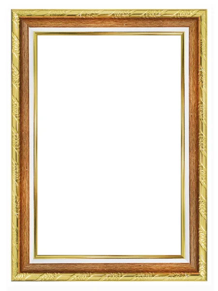 Złoty obraz ramka Izolacja na białym tle — Zdjęcie stockowe