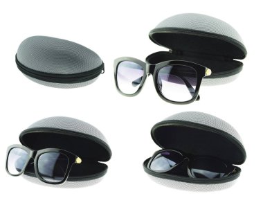 güneş gözlüğü ve beyaz bir arka plan üzerinde izole case