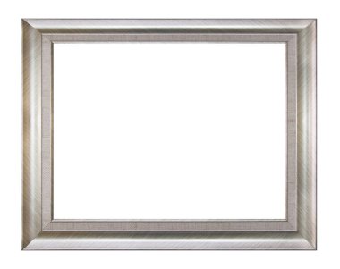 Beyaz arka plan üzerinde izole gümüş resim çerçevesi.
