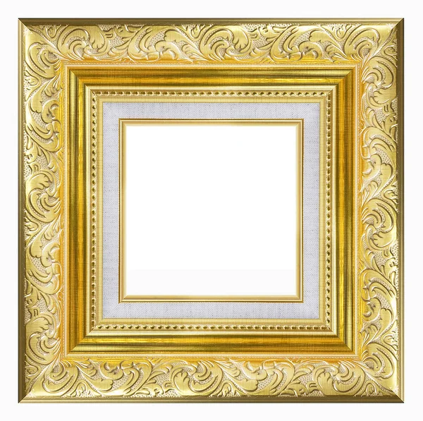 Cornice vintage in oro e cornice isolata su sfondo bianco — Foto Stock