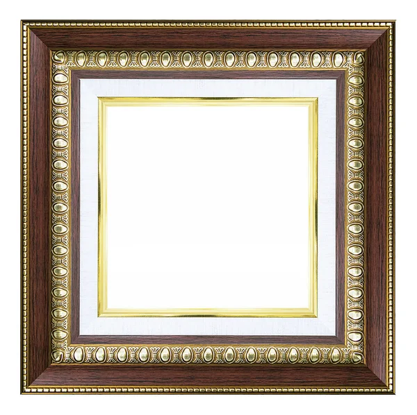 Wood vintage picture and photo frame isolated on white backgroun — Stock Photo, Image