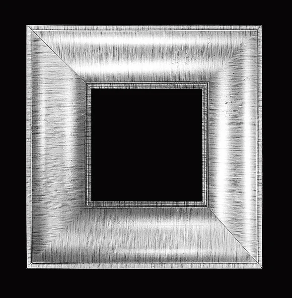 Stříbrný rám obrazu izolované na černém pozadí. — Stock fotografie