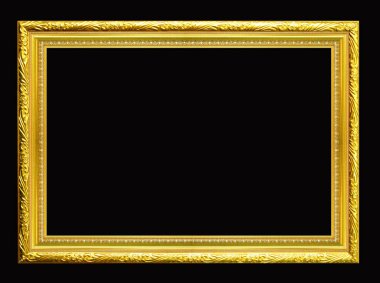 Altın ahşap heykel resim çerçevesi izole.