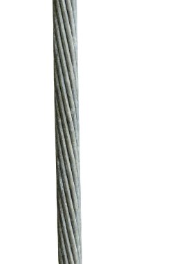 Çelik tel kablo, beyaz arka planda izole edilmiş çelik kablo.