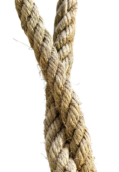 Twee hennep touw geïsoleerd op wit — Stockfoto