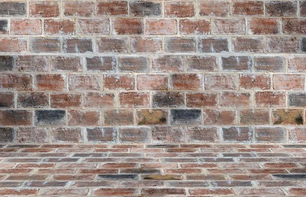 Parede de tijolo e piso de fundo — Fotografia de Stock