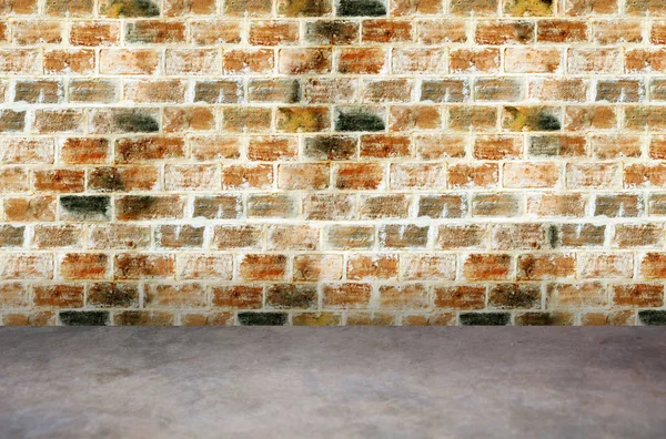 Parede de tijolo e piso de fundo — Fotografia de Stock