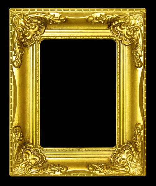 Gold vintage picture and photo frame isolated on black backgroun