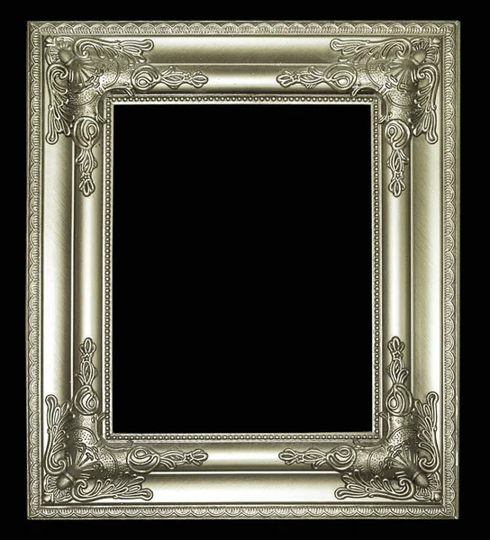 Marco de imagen de plata. Aislado sobre fondo negro — Foto de Stock