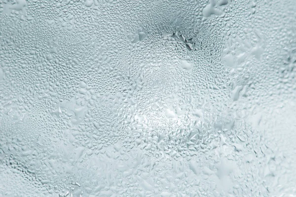 Wasserhintergründe Mit Wassertropfen Blaue Wasserblasen Auf Fensterglas — Stockfoto