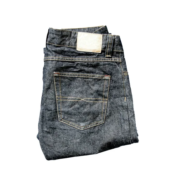 Black Jeans Jeans Folded Isolated White Background — Stock Photo, Image