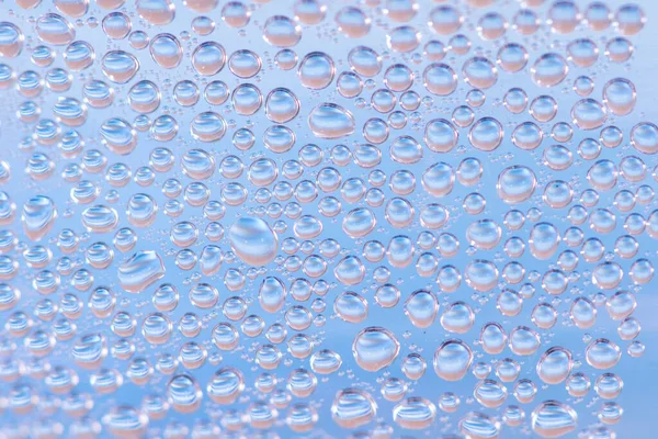 Vattendroppar Blått Glas — Stockfoto