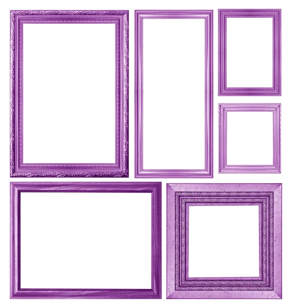 白い背景に分離された紫色の画像フレームのセット — ストック写真