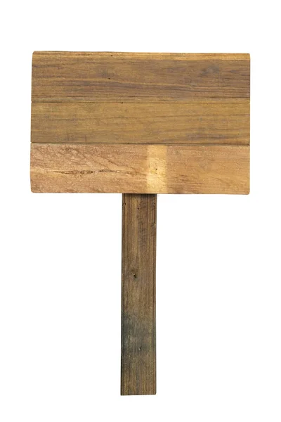 木製の標識は白で隔離された 木製の古い板のサイン — ストック写真