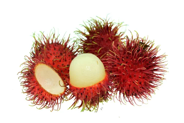 Rambutan Isolado Sobre Fundo Branco — Fotografia de Stock