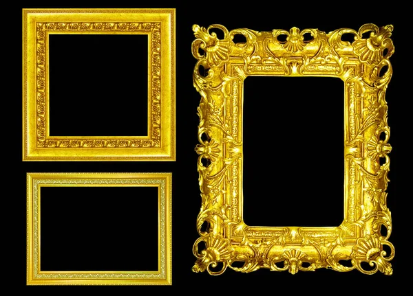 Collection Vintage Gold Picture Frame Isolated — Stock Photo, Image