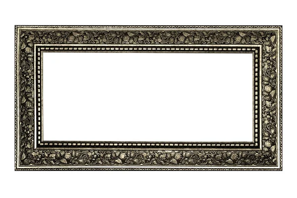 Vintage Silver Wood Picture Frame Isolated White Background — Stock Photo, Image