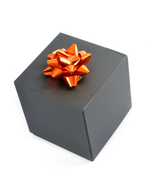 Black Gift Box White Background — Stock Photo, Image