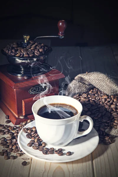 Coffee Grinder Beans Sack — Stock Photo, Image