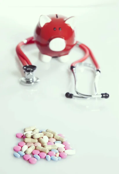 Medical Concept Stethoscope Pills — Stock Photo, Image