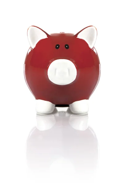 Банк Red Piggy Изолирован Белом Фоне — стоковое фото