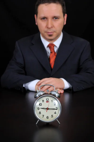 Businessman Waiting Meeting Black Background — Stock Photo, Image