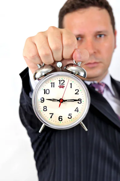 Manager Showing Clock Late Work — Stock Photo, Image