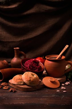 Lobio in a pot, from mchadi, traditional 