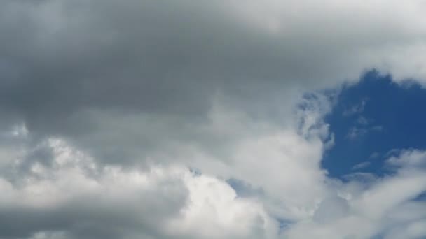 Neve Branco Nuvens Fofas Mover Rapidamente Através Céu Azul Imagens — Vídeo de Stock