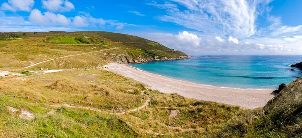 Beauté Côte Atlantique Avec Falaise Plage Océan Ciel Avec Nuages — Photo